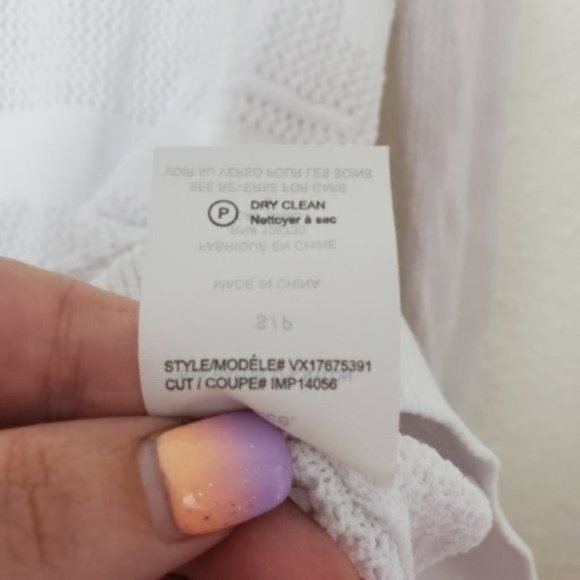 Vince Engineered Mesh Insert Crew Neck Sweater in White Women's Size Small - Picture 10 of 10